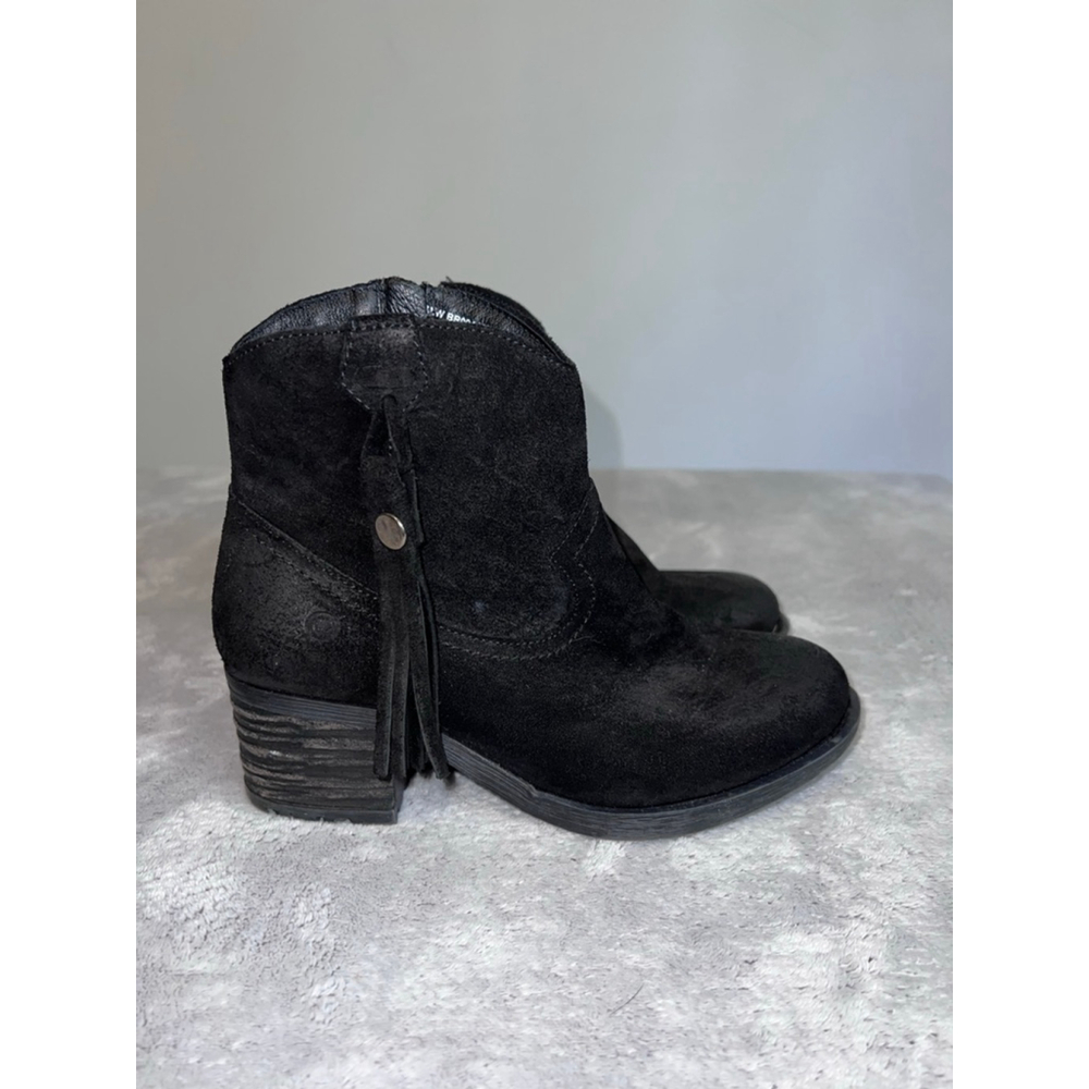 Women's Born Black Suede Ankle Boots & Booties Size 7 Fringe